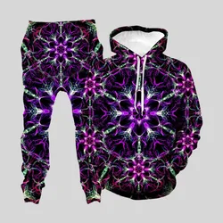 Sweat shirt à capuche et pantalon pour hommes, imprimé de fleurs de Rose, tendance, marque, ensembles de vêtements de sport décontractés pour Couple, printemps et automne 