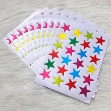 DIY 10 unids/bolsa pegatina de Flash de recompensa dorada para niños Etiqueta de alabanza para maestro de la madre estrella de cinco puntas pegatina de cara sonriente