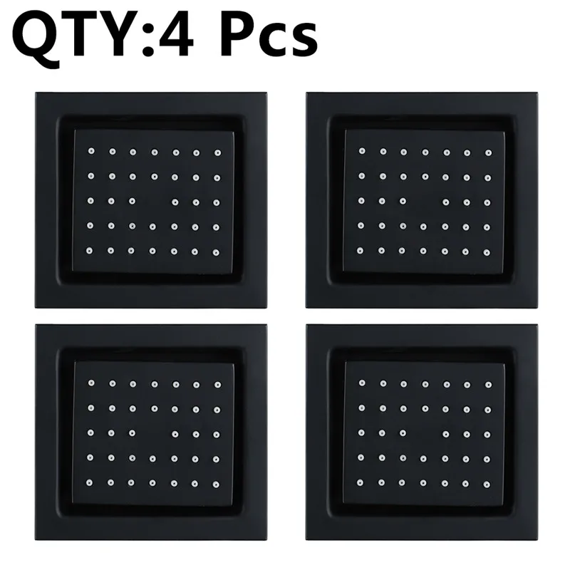 Black 4 Pcs 13x12 см черный Душ тело струй душ дождевой Душ Массажная струя Ванная комната Душ скрытая стена квадратный латунный распылитель для тела для душа - Color: Black 4 Pcs