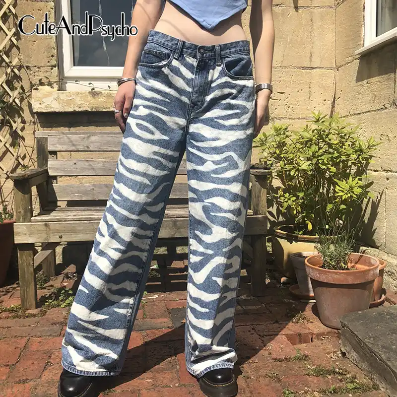 zebra print jeans womens