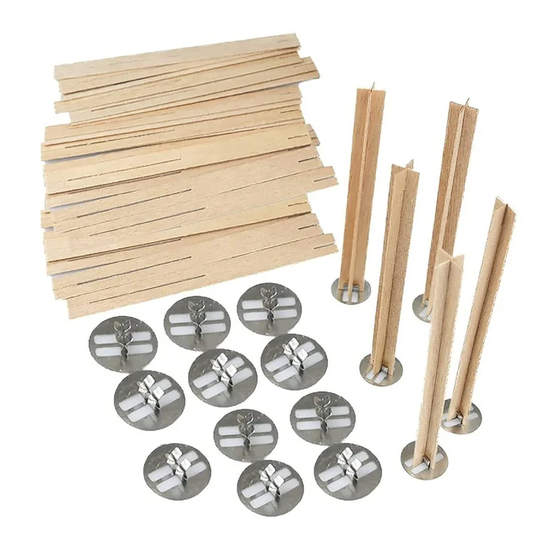No fume Wood Candle Wicks Base Clip safe DIY Candle Making supplies wicks Materials Holder Stand Handmade kit 20pc