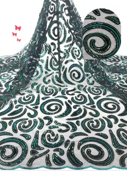 

african tulle lace fabric Hot Sale french lace with sequins 5yards/lot J-98520 african net lace fabric