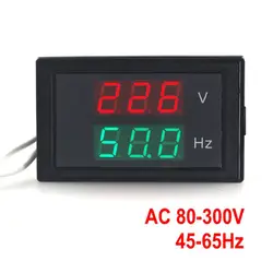 AC 80-300,0 в 45-65 Гц двойной дисплей Напряжение частотомер Счетчик Вольтметр Герц/Гц метр с красный светодиод