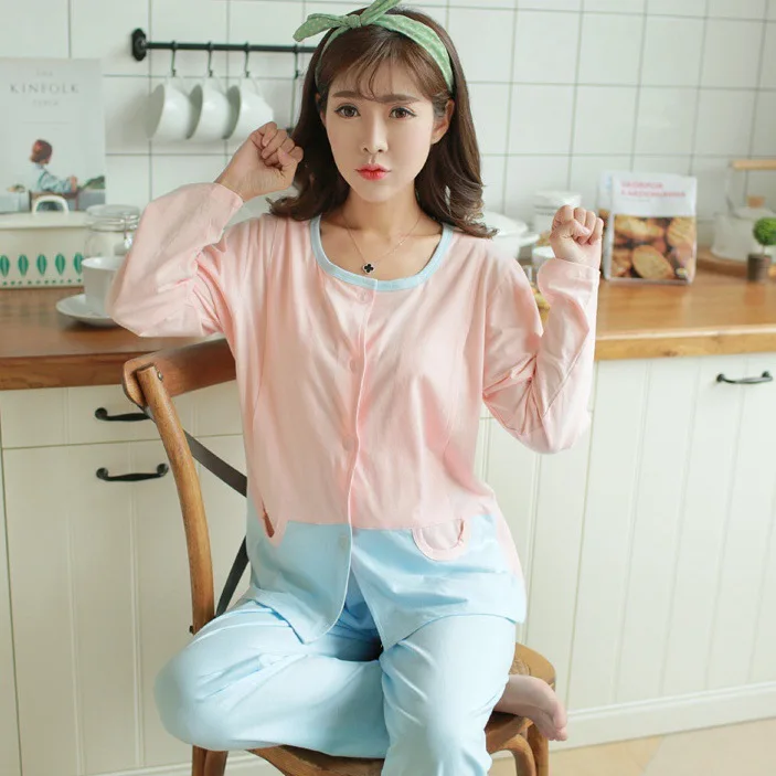 

Cardigan Pure Cotton Confinement Clothing Spring And Autumn Maternal Nursing Pajamas Korean-style Nursing Nursing Clothes Postpa