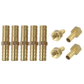 

5Pcs 8mm Inner Dia Air Gas Straight Hose Pipe Barb Coupler with 4Pcs 1/4BSP Thread 8mm Tube Dia Brass Hose Barb Coupler Connecto