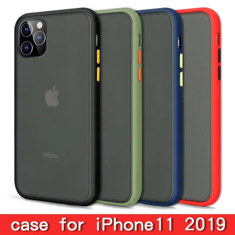

Slim Shockproof Cover For iPhone 11 Case Clear Hard Shell For iPhone 11 Pro Max 2019 11 Pro Case Frosted Protective Button EEMIA