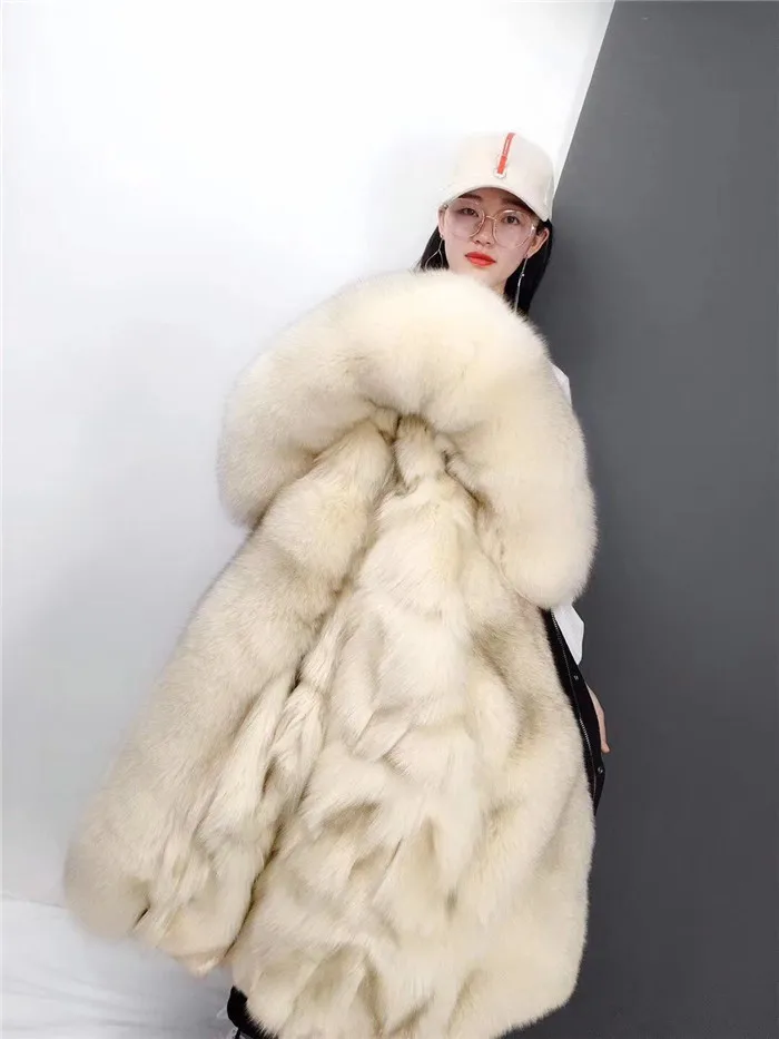 Chaquetas Mujer Женская парка из натурального Лисьего меха, зимняя меховая подкладка из натурального Лисьего меха, пальто для женщин