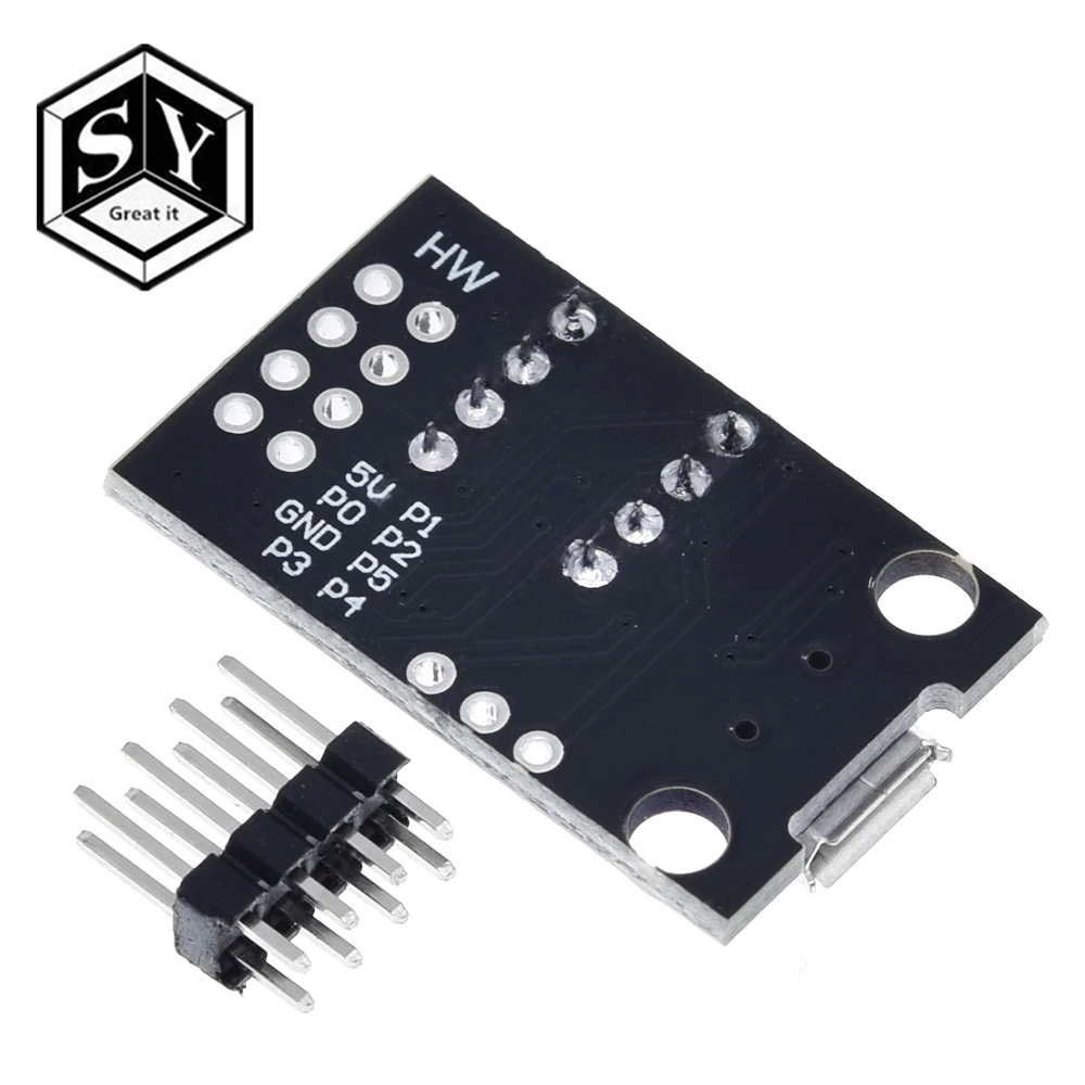 Макетная плата Great IT для ATtiny13A/ATtiny25/ATtiny45/ATtiny85 программатор разъем питания Micro Usb 1