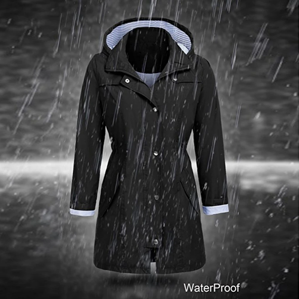 Abrigos de gran para mujer, chaqueta lluvia lisa, impermeable con capucha, impermeable, resistente viento, con cremallera, ropa de abrigo, chaquetas de abrigo para mujer 2020|chaquetas básicas| - AliExpress