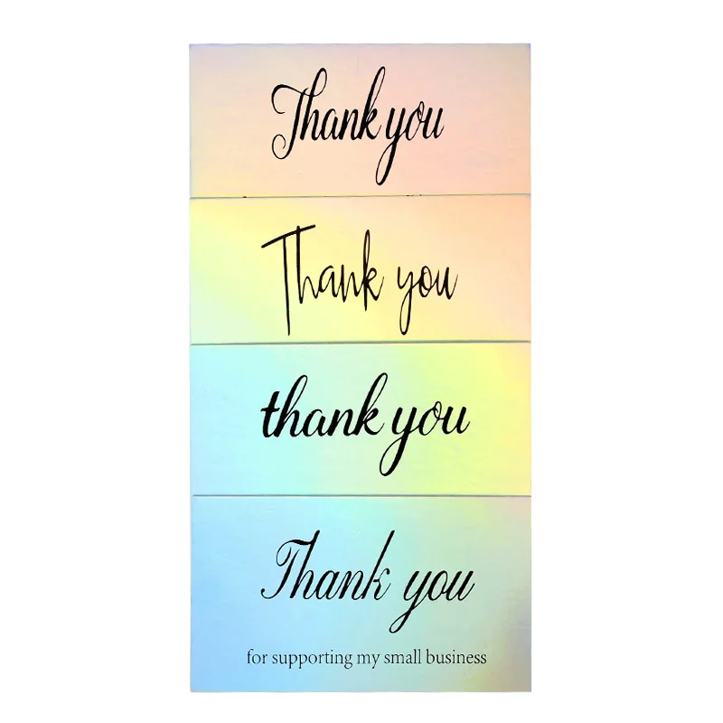 50pcs Thank You Cards Reflective Laser Order Business Shopping Lable Thanks Greeting Appreciation Card For Small | Дом и сад