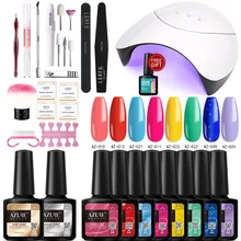 AZURE BEAUTY 24 шт./лот, профессиональные инструменты для дизайна ногтей, светодиодная лампа, маникюрный набор, долговечный Базовый Гель-лак, электрическая дрель для ногтей