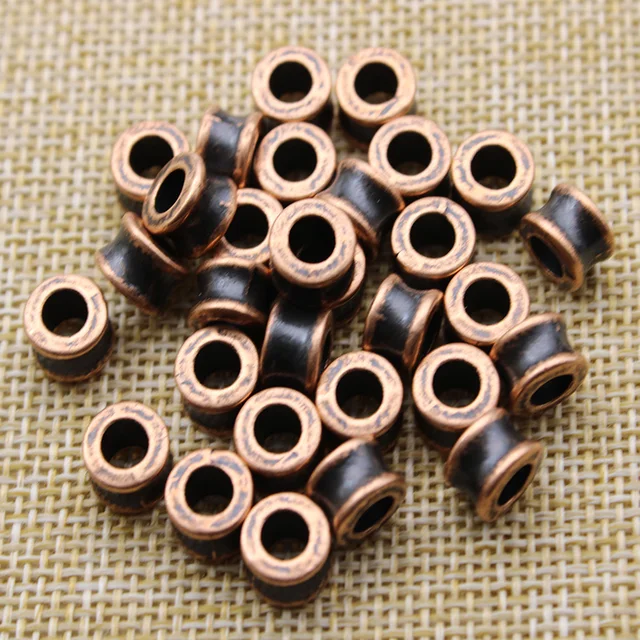 30pcs/lot Big Hole 4.5mm, Metal Spacer Beads for Jewelry Making DIY Handmade fit Charm Bracelet Jewelry Findings Z863 red copper