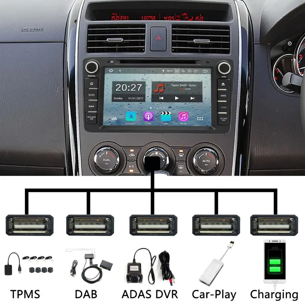 Восьмиядерный 4G+ 64G Android 9,0 5 USB порт Автомобильный dvd-плеер для Mazda CX-9 CX9 CX 9 2012 2013 автомобильный Радио gps Мультимедиа DSP