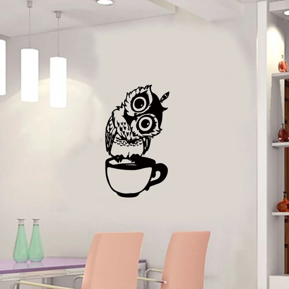 Removable Black Owl Wall Decals - Set Of Cartoon Owls On Tree Branches, 55x25cm, PVC Wall Stickers - View #6