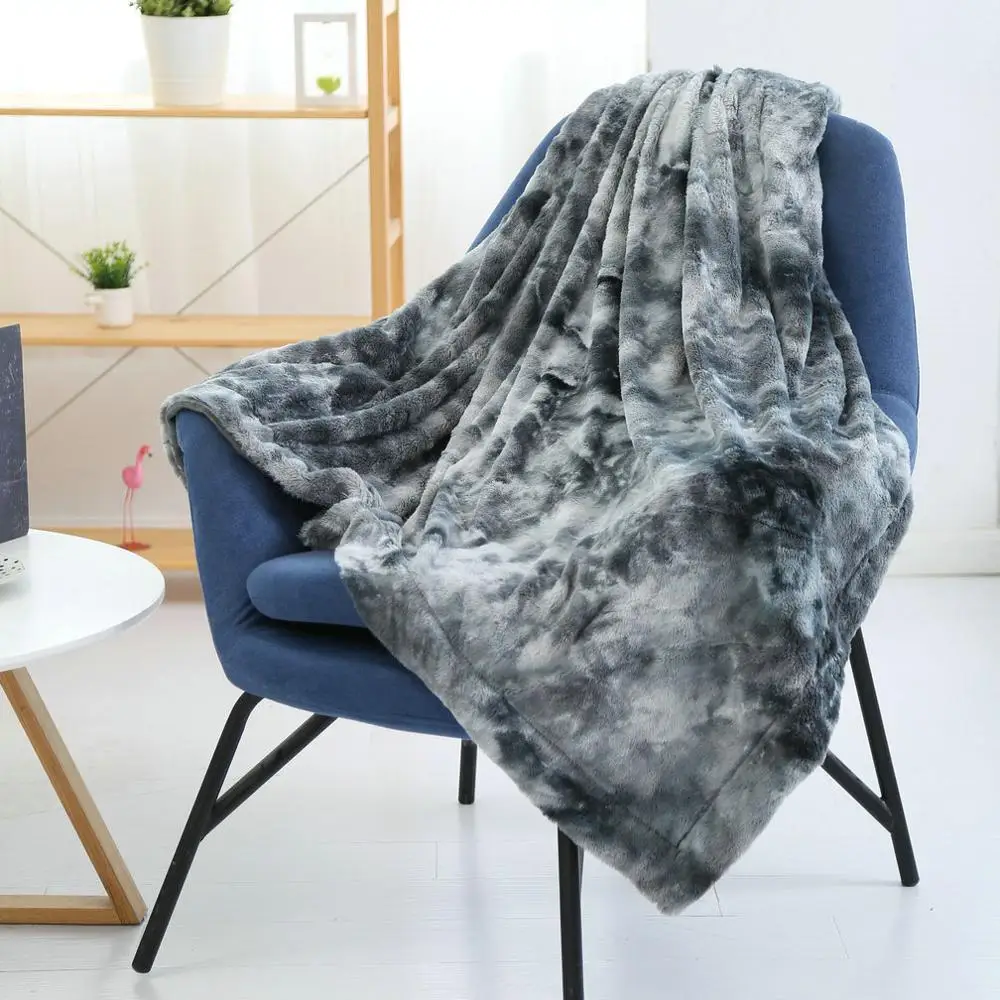 New Faux Fur Fleece Blanket Throw Lightweight Portable Soft warm