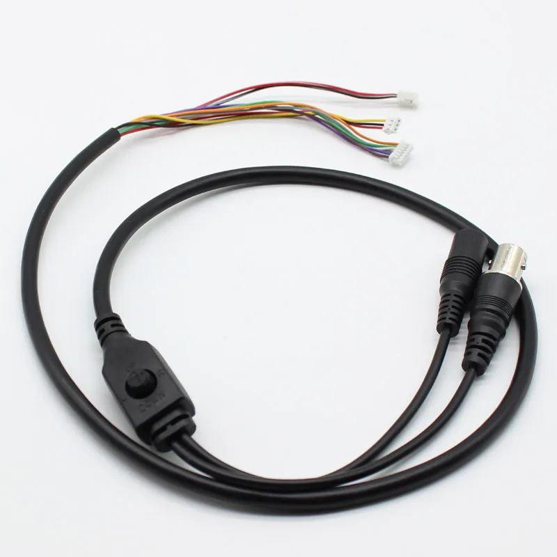 Surveillance Camera Power Connector Cable 1.5T 11Pin BNC Video DC12V Power OSD Control Pigtail Cable Analog CCTV Camera Module Board Menu Button end cable