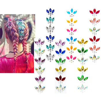 

1Pc 3D Crystal Forehead Headpiece Sticker Hair Jewels Glitter Face Body Gems Shiny Rhinestone Festival Temporary Tattoo Stickers