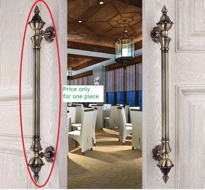 Description Picture 2 of itemZinc Classic Royal European Villa House Hotel Entry Wooden Door Pull Crown Finial Red Bronze Antique