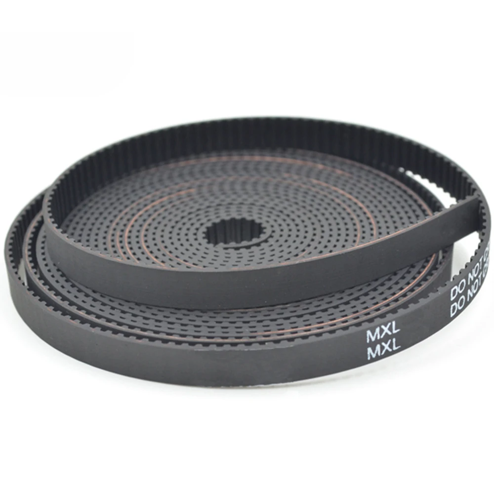 Bycdj 사다리꼴 MXL 개방형 동기 타이밍 벨트 검정색 고무 네오프렌 유리 섬유 폭 6/10mm 피치 2.032mm CNC 스테퍼 모터