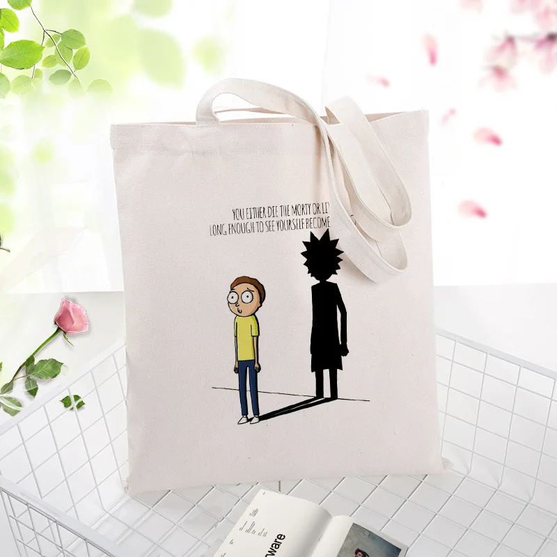 Холст сумка Рик хозяйственная сумка текст DIY ежедневное использование пользовательский принт Логотип эко многоразовая утилизация