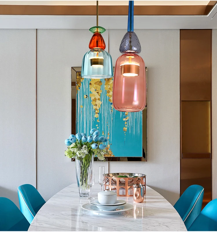 Современная цветная подвеска "Конфета", Светильники для гостиной, спальни, детской комнаты, домашний декор, стеклянные подвесные лампы, светильники для домашнего декора