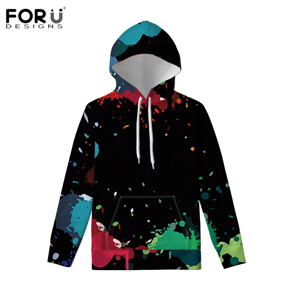 FORUDESIGNS/3D брызги чернил красочные принты Вэнь кепки толстовки граффити повседневное подростков толстовка с капюшоном мужские пальто толстовки - Цвет: YSF0100Z72M