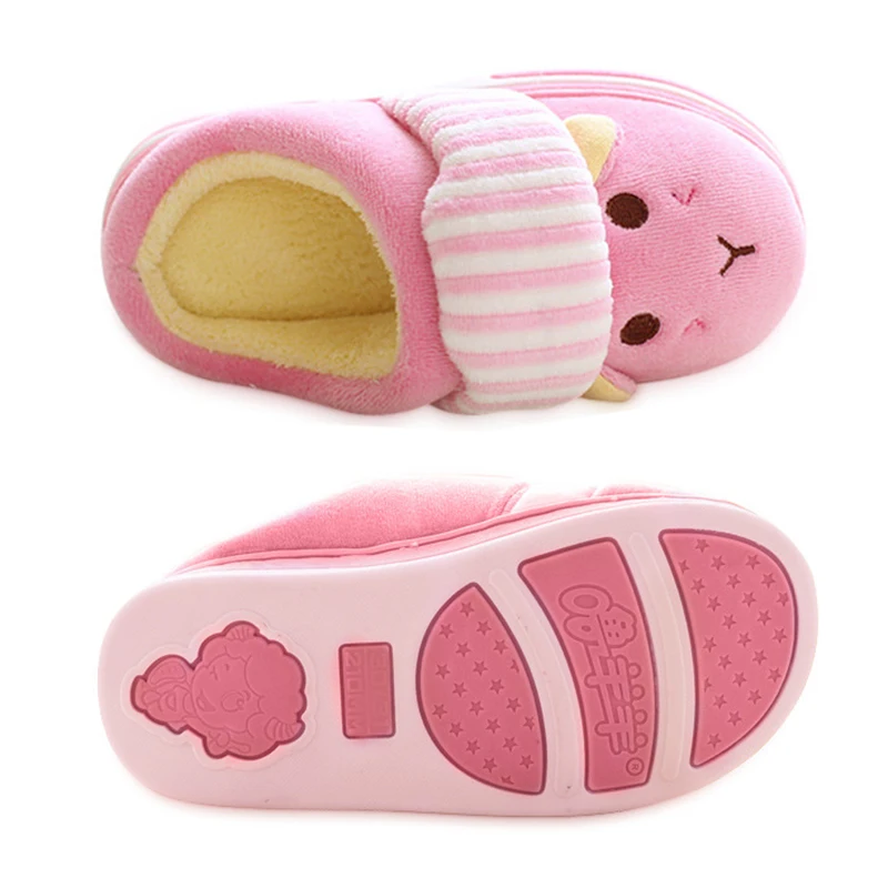 Home Children's Slippers Indoor Shoes Winter Warm Children Cartoon Rabbit Indoor Non-slip Slippers Winter Plush for Boys Girls