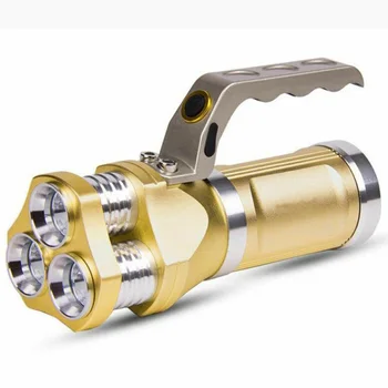 

1pc LED Flashlight Aluminum Black/Gold Long-range Lamp Searchlight USB Charging
