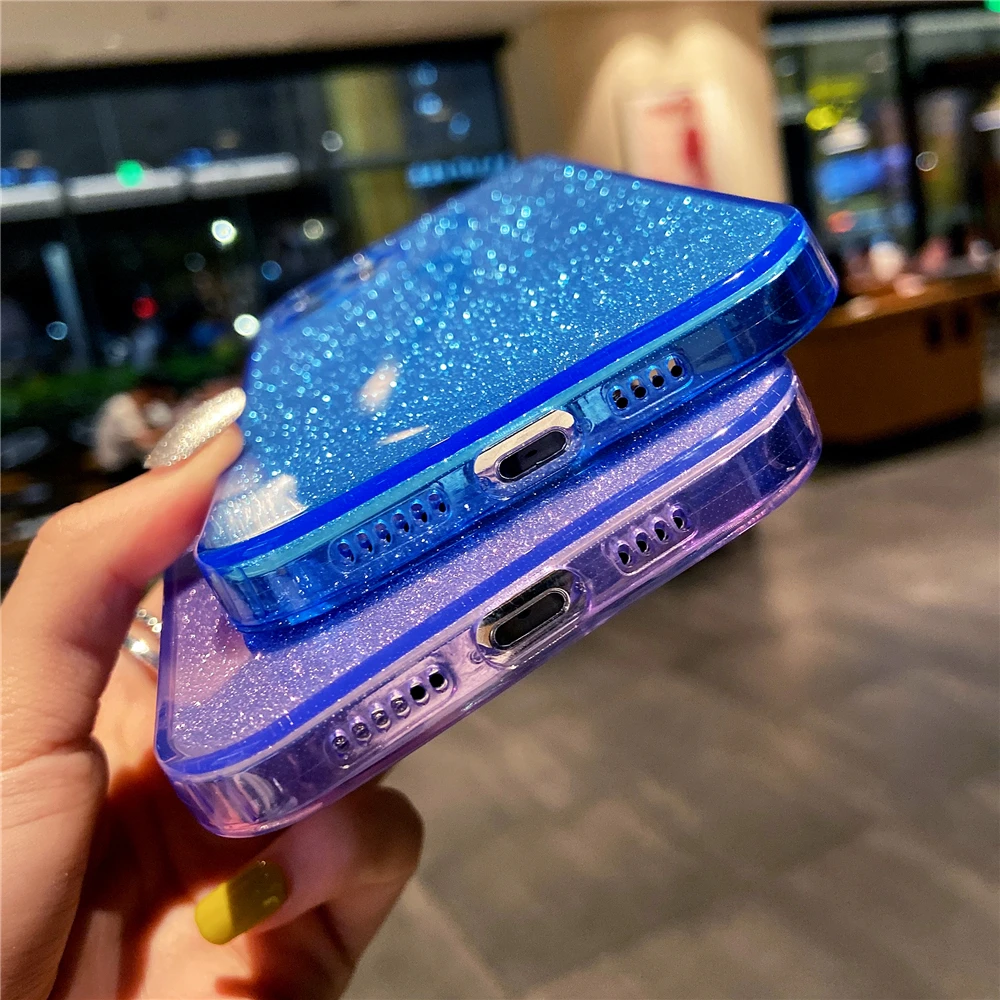 apple 13 pro max case Bling Glitter Fluorescent Color Shockproof Case For iPhone 13 12 Mini 11 Pro XS Max X XR 7 8 Plus SE 2020 Bright Slim TPU Cover 13 pro max case
