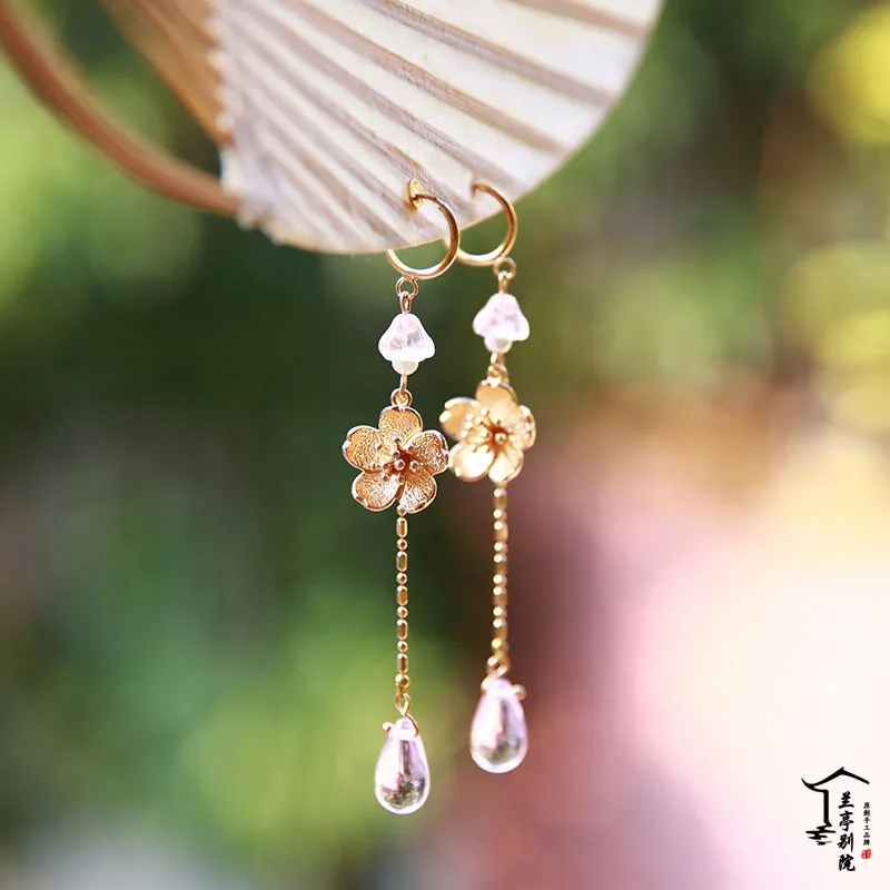 H earrings 8 видов конструкций Доу Kou Zhi кардамон ветви простой свежий ручной работы волос диадема, аксессуар для волос ханьфу, косплей украшения для волос - Цвет: H earrings