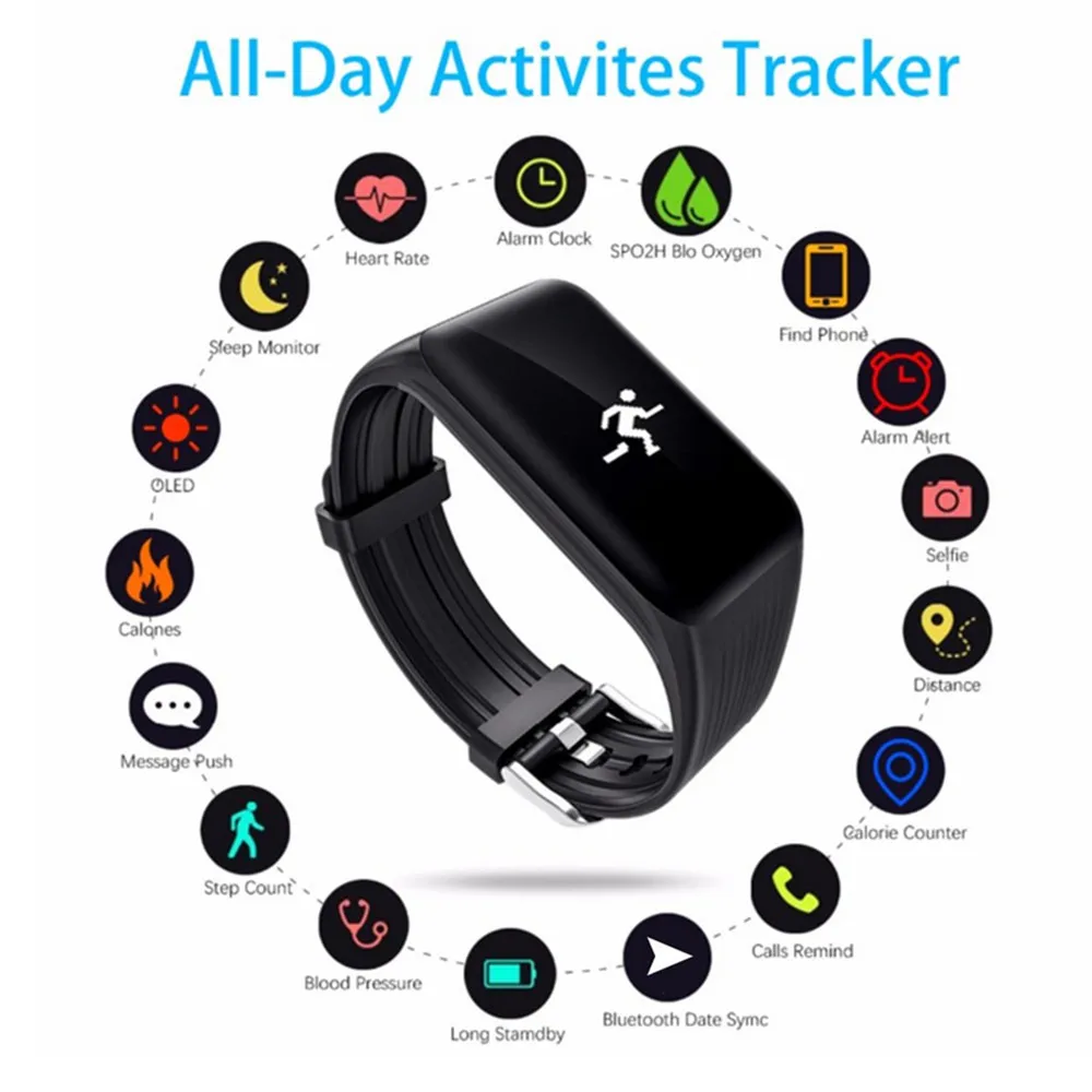 

New Fitness Tracker K1 Smart Bracelet Real-time Heart Rate Monitor waterproof Smart watch for men women sport iOS Android