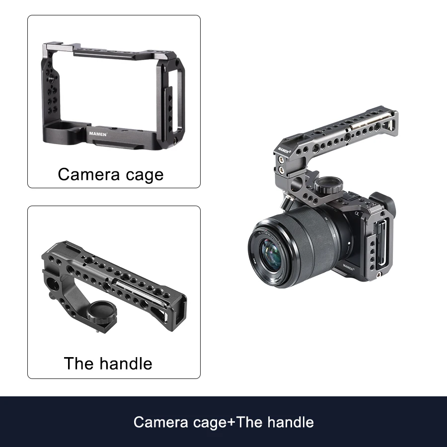 Mamen алюминиевый сплав камера клетка Рукоятка аксессуары для sony A6100 A6400 A6500 фотографический стабилизатор 1/4 3/8 дюймов винт - Цвет: Синий