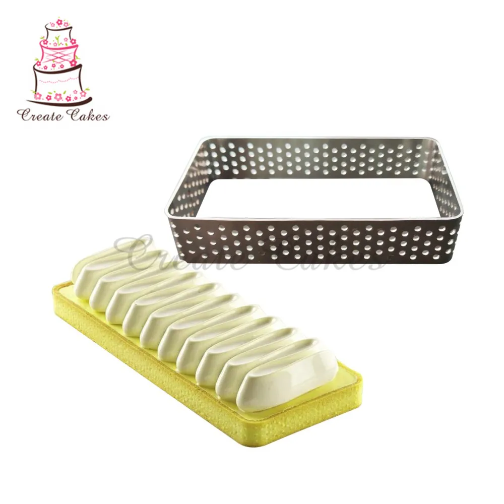 

Rectangle Mousse Mould Seamless Tart Ring Stainless Steel Perforated Cake Mousse Circle Cake Mold Cake Decorating Tool Bakeware