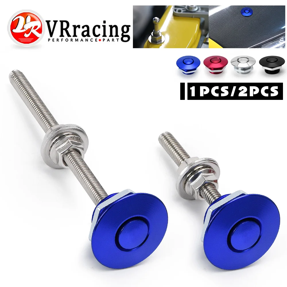 VR 1.25" Universal JDM Style Push Button Billet Hood Pins Lock Clip