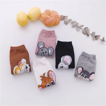 

Korean Style Women Cute Cartoon Mouse Socks Fashion Funny Happy Novelty Autumn Winter Women Socks Mickey Cotton Calcetines Mujer