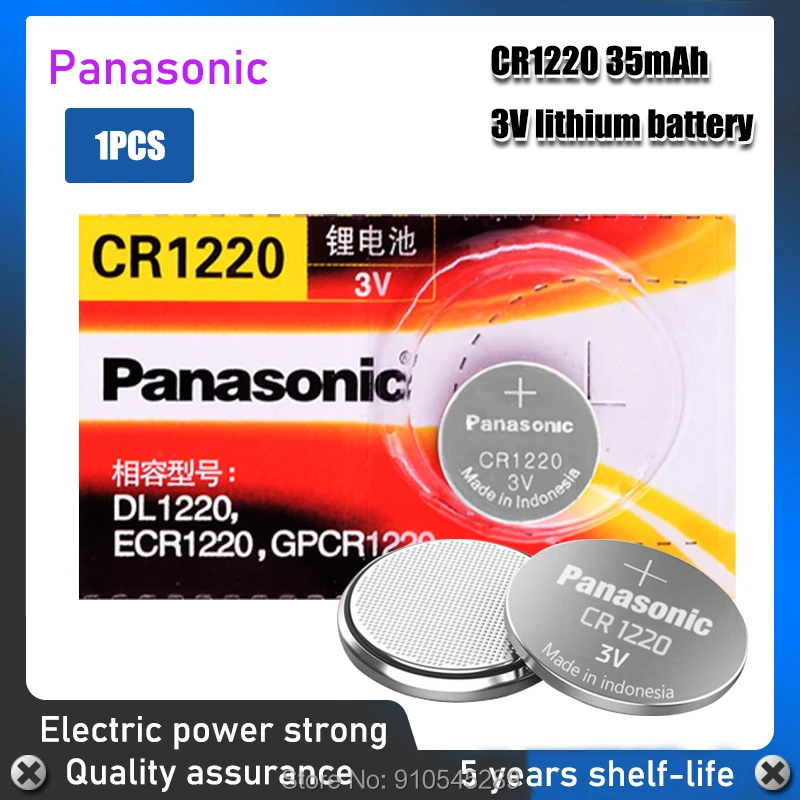 Panasonic 100%-pila de botón Original CR1220 para reloj, llave remota de coche, cr 1220 ECR1220 GPCR1220 3v, batería de litio