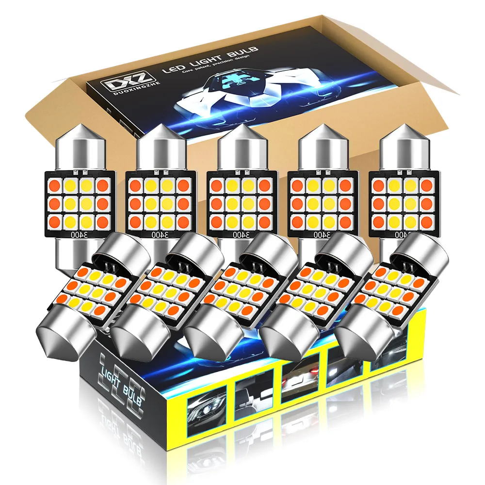 DXZ 50Pcs C5W C10W LED Bulbs Canbus Festoon-31MM 36MM 39MM 41MM 12SMD Car Interior Dome Reading Light 12V/24V White Blue Yellow |