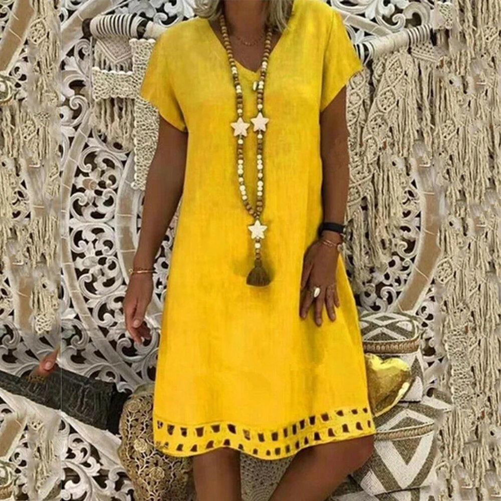 

Sales Ostrich 2019 Women Summer Style Feminino Vestido T-shirt Cotton Casual Plus Size Ladies Dress Casual Linen Dress Hot Free