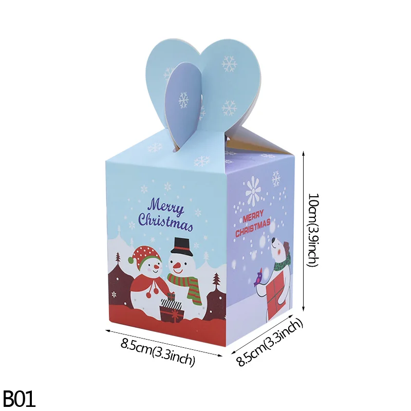 5Pcs Christmas Apple Box Candy Box christmas Party Favors Cookie Chocolate Packaging Supplies DIY Wrapper Paper Boxes Decor - Цвет: B01