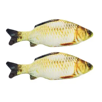 

Hot Sale Cat Toys Skillful Manufacture 2pcs Simulation Carp Plush Toy Staff Fish Plush Catnip Pillow Cat Kitten Supply