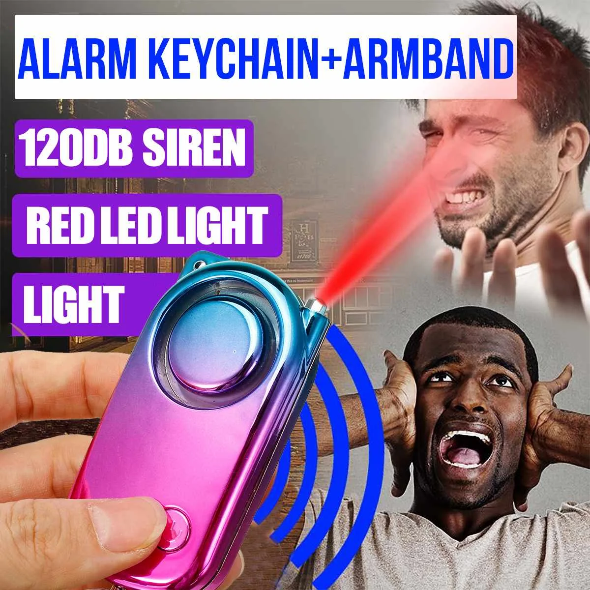 Alarma de seguridad Personal para mujeres, dispositivo antilobo de 120dB, protección para alarma para mujeres, nuevo brazalete con luz LED, ligero y portátil