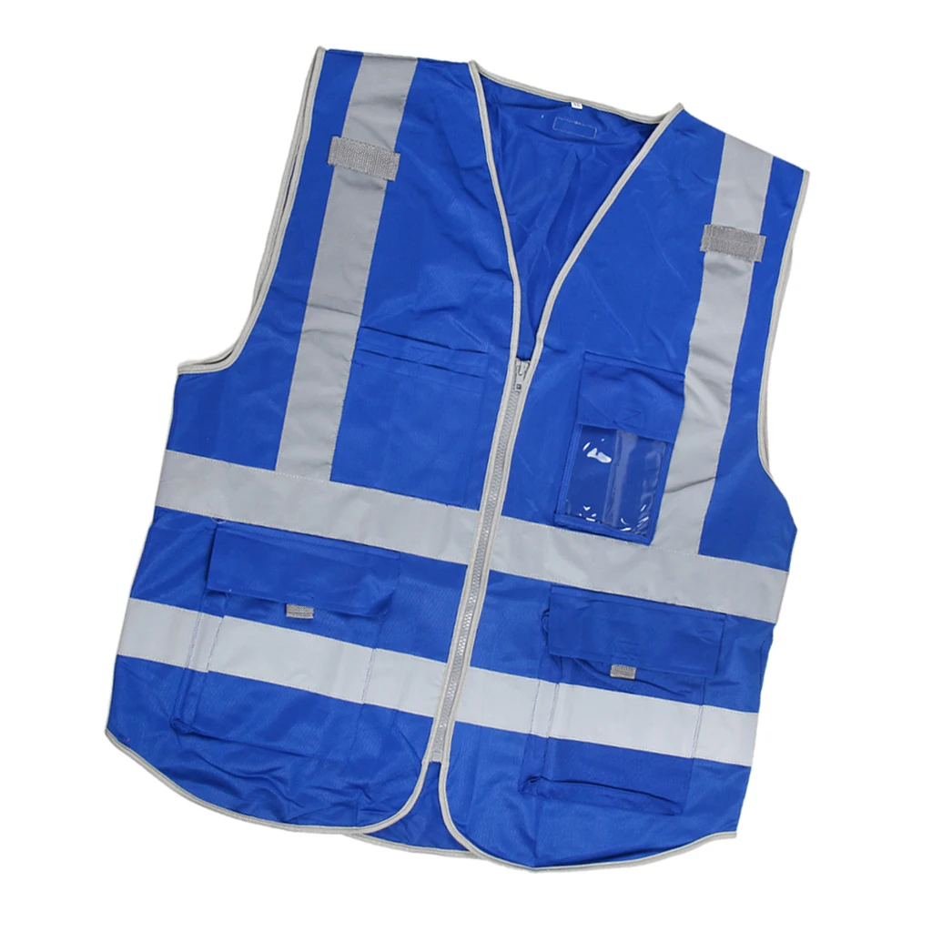 High Visibility Reflective Safety Vest with Pockets Zipper Breathable Mesh Jacket Waistcoat for construction, metro 112x67cm 