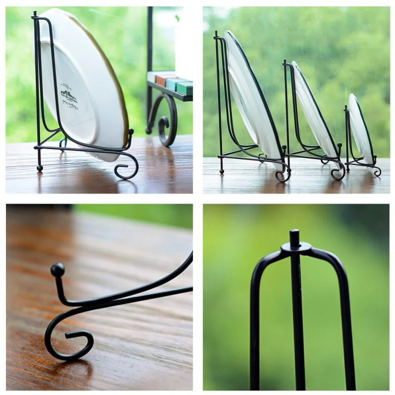 

DIY Craft Bracket Book Holder Photo Pedestal Bowl Picture Frame Black Iron Plate Rack Display Stand Easel Storage Holders