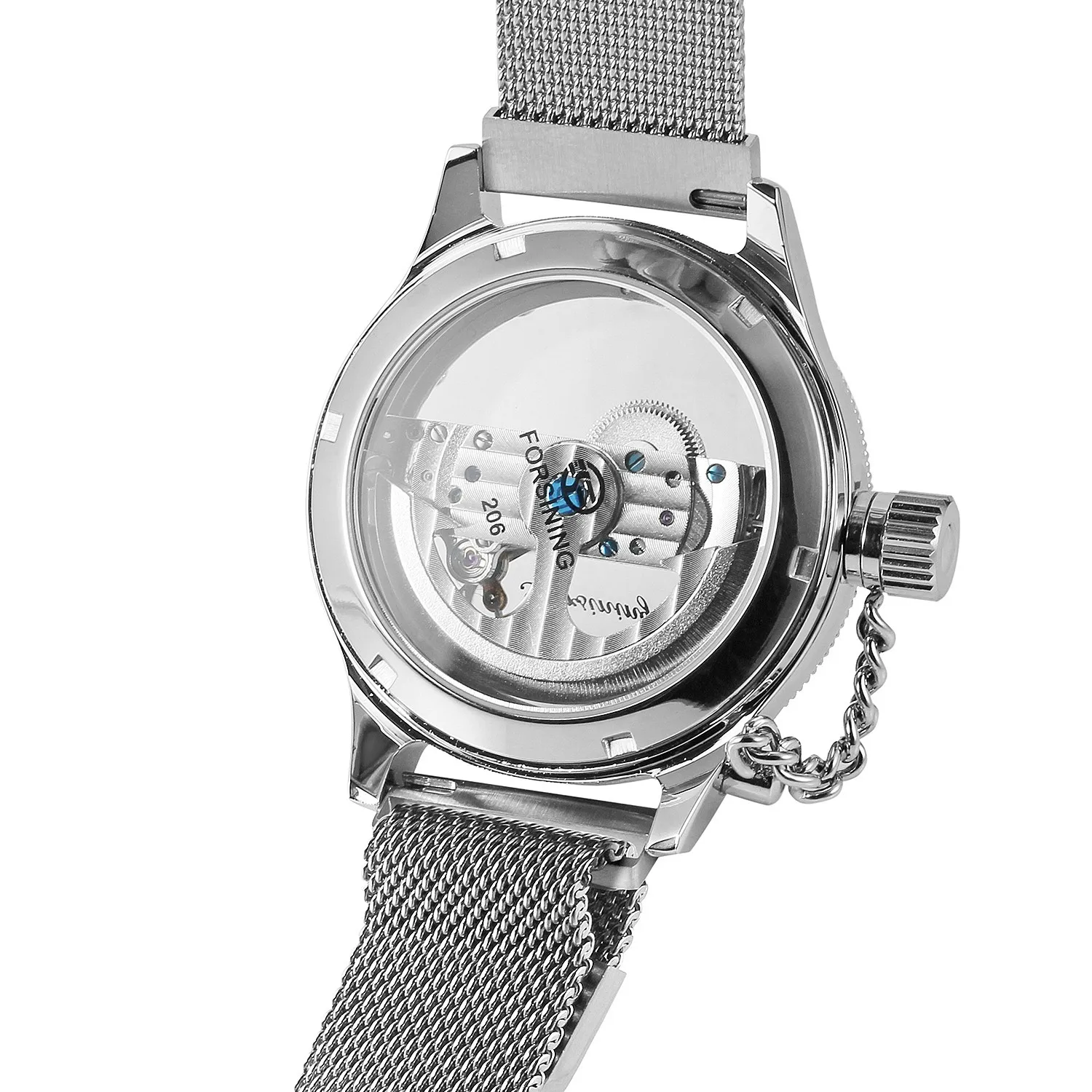 Популярные прозрачные автоматические механические часы для женщин и мужчин, сетчатый ремешок из нержавеющей стали, винтажные часы со скелетом, светящиеся мужские часы