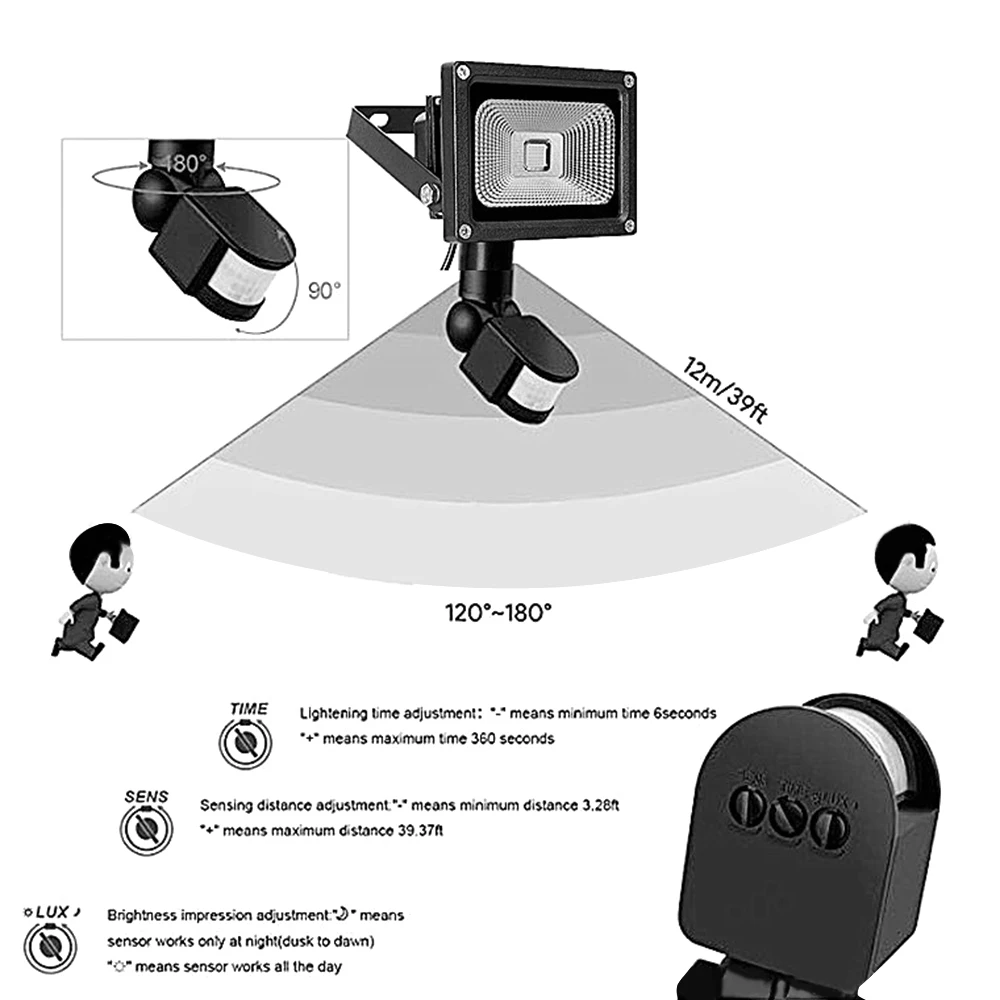 PIR датчик движения светодиодный прожектор Наружное освещение AC220V 10 Вт 30 Вт 50 Вт Водонепроницаемый Светодиодный прожектор для сада настенный уличный склад