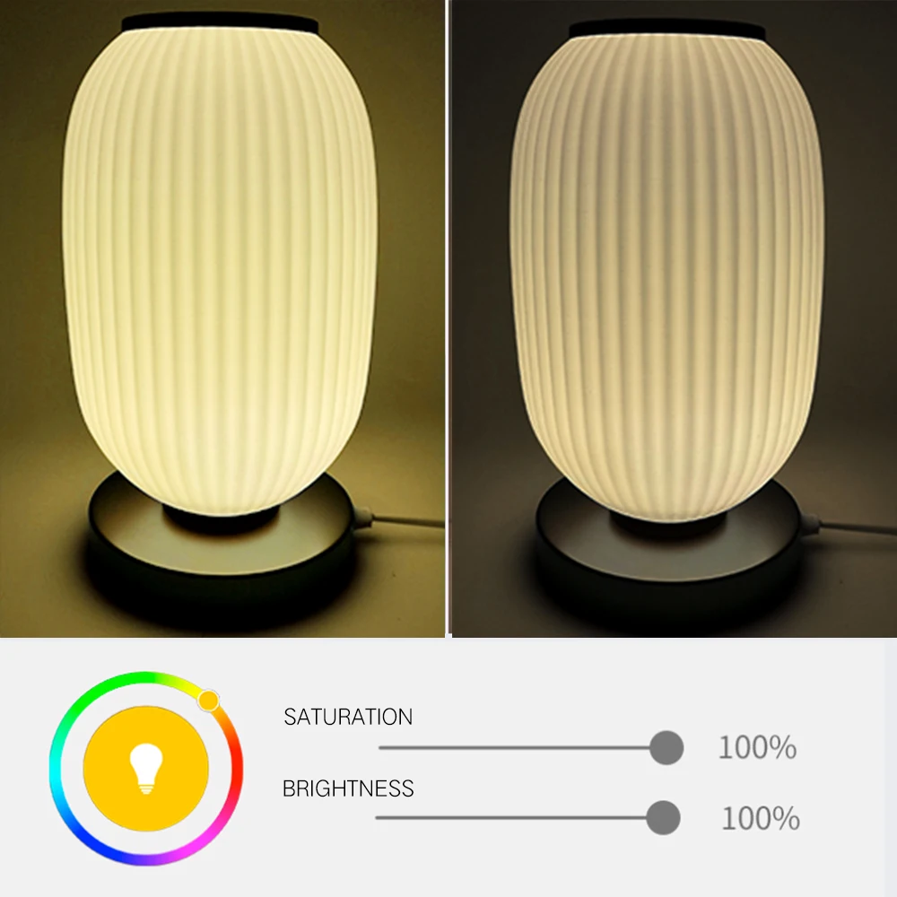 BORUiT PLA 12W RGB LED Настольная лампа Smart Voice Control WiFi приложение удаленного затемнения Настольные ночные огни Работа с фонарик светильник ночник гирлянда