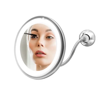 

10X Magnifying Makeup Vanity Mirror Battery Supply Makeup Mirror With Light 360 Degree Rotation Flexible Folding Cosmetic Mirror