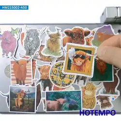 50 pcs Mignon Kyloe Bande Dessinée Sauvage Yak Drôle Highland Bovins Autocollant pour Enfants Jouets Scrapbook Cahiers Bagages Téléphone Ordinateur Portable Autocollants 