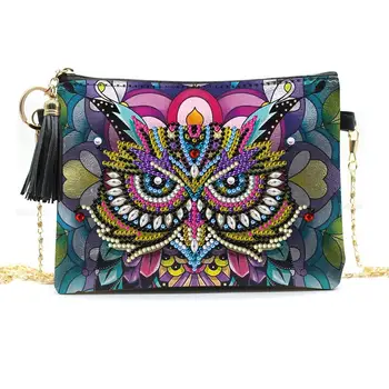 

5D DIY Partial Diamond Paintings Chain Shoulder Bag PU Leather Animal Kits Owl Rhinestones Set DIY Handcraft