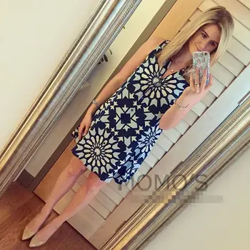 

NEW EQ 100% real silk women Blue kaleidoscope dress